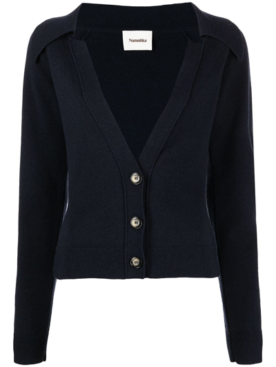 Nanushka Wool And Cashmere Jodi Cardigan In Blau