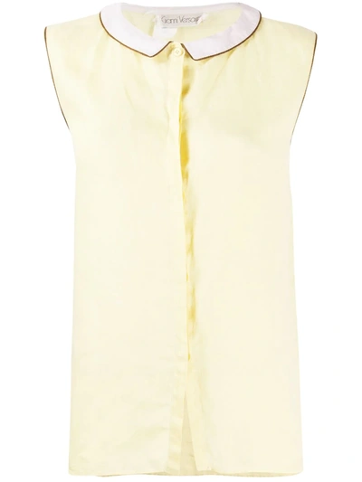 Pre-owned Versace 1970s Spread Collar Top In Yellow