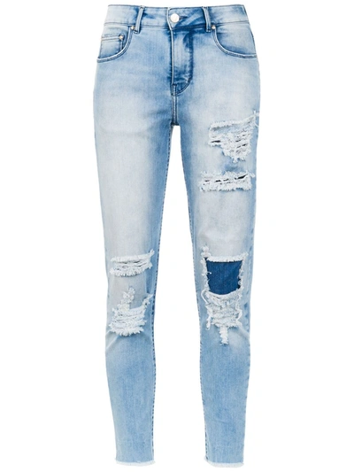 Shop Amapô Cropped Viena Skinny Jeans In Blue