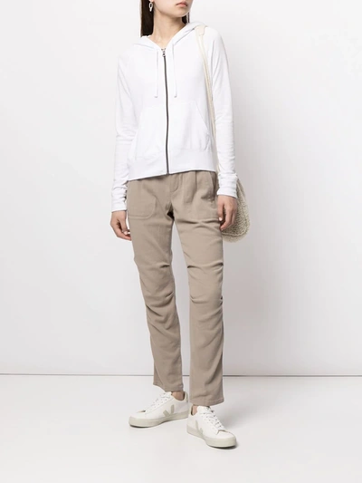 James Perse Zipped Drawstring Hoodie In Weiss