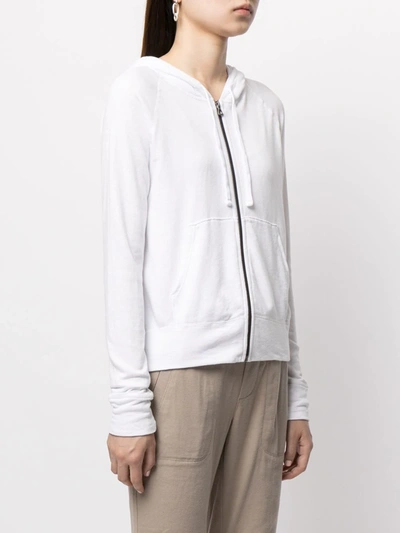 James Perse Zipped Drawstring Hoodie In Weiss