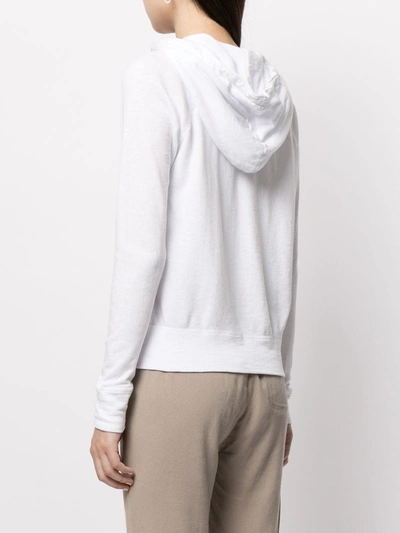 James Perse Zipped Drawstring Hoodie In Weiss