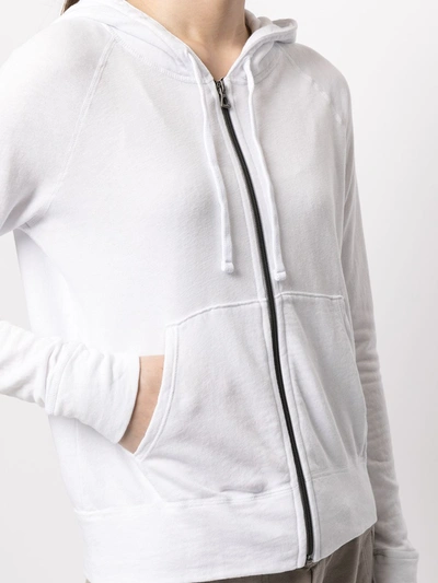 James Perse Zipped Drawstring Hoodie In Weiss