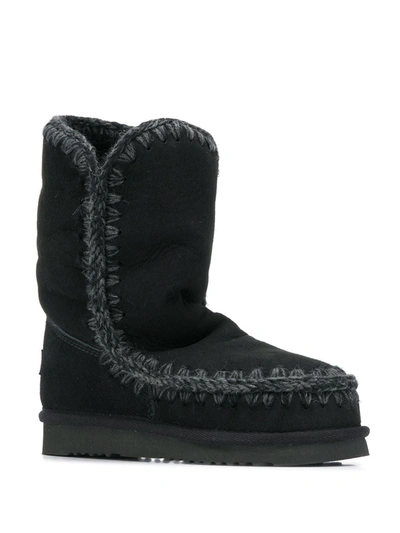 Shop Mou Woven Detail Boots In Black