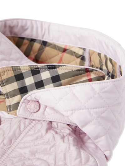 Shop Burberry Detachable Hood Monogram Quilted Jacket In Pink