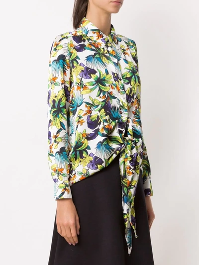 Shop Amir Slama Printed Silk Shirt In White