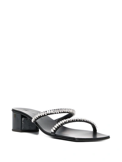 Shop Giuseppe Zanotti Crystal-strap Sandals In Black