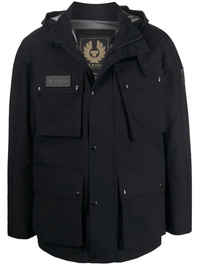 Shop Belstaff Logo-patch Hooded Padded Jacket In 黑色