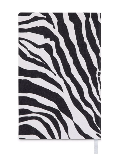 Shop Dolce & Gabbana Small Zebra-print Leather Ruled Notebook In Black