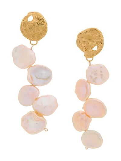 Shop Alighieri La Jetee Pearl Earrings In Gold