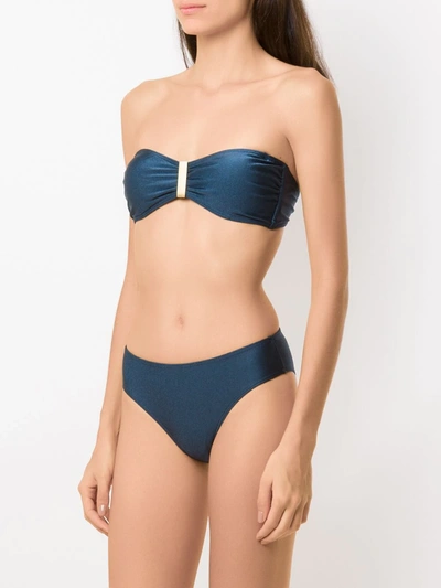 Shop Lygia & Nanny Ester Trilobal Bandeau Bikini Set In Blue