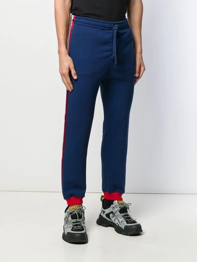 Shop Gucci Side Stripe Track Pants In Blue