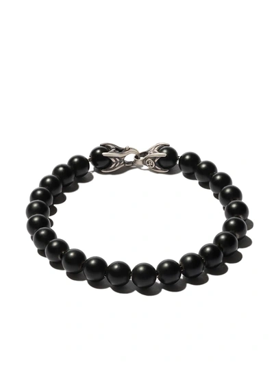 Shop David Yurman Sterling Silver Spiritual Beads Onyx Bracelet In Ssbbo