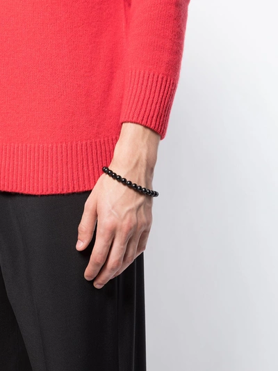 David Yurman Men's Spiritual Bead Black Onyx & Sterling Silver Bracelet In Ssbbo