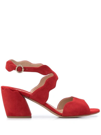 Shop Chloé Scalloped 60mm Sandals In Red