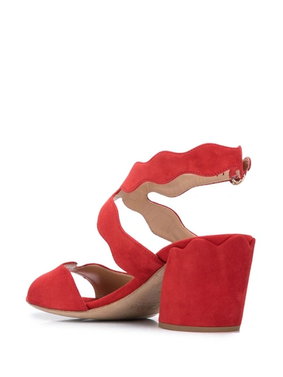Shop Chloé Scalloped 60mm Sandals In Red