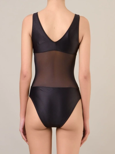 Shop Brigitte Sheer Panels Swimsuit In Black