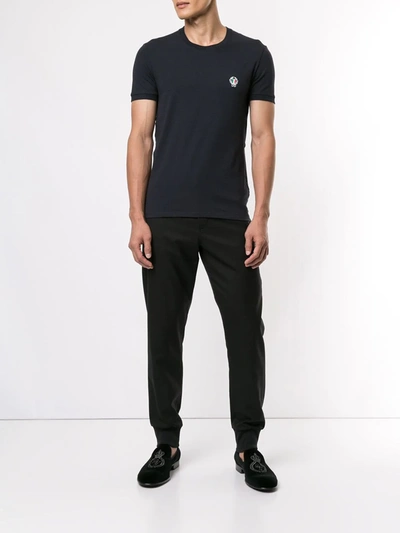 Dolce & Gabbana Crown And Laurel Patch Crewneck T-shirt In Blue