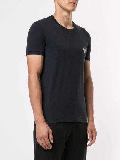 Dolce & Gabbana Crown And Laurel Patch Crewneck T-shirt In Blue