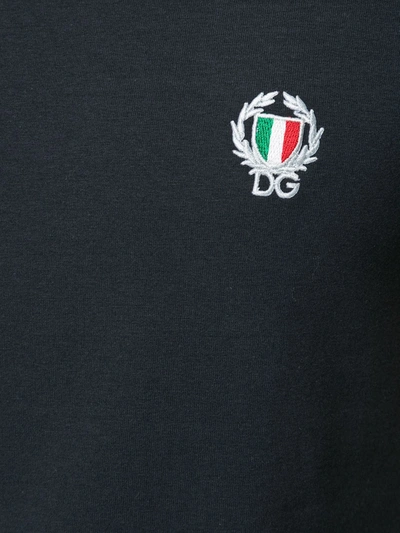 Dolce & Gabbana Crown And Laurel Patch Crewneck T-shirt In Blue