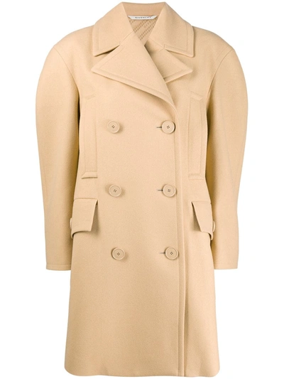 Shop Givenchy Camel Double-breasted Coat In Brown