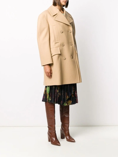 Shop Givenchy Camel Double-breasted Coat In Brown