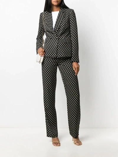 Shop Michael Michael Kors Geometric-print Straight Trousers In Black