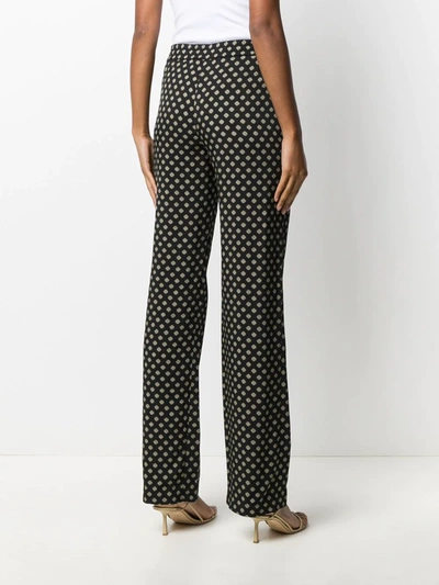 Shop Michael Michael Kors Geometric-print Straight Trousers In Black