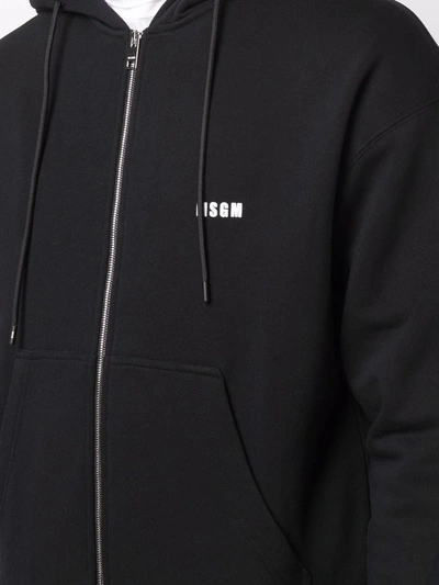 Shop Msgm Logo-print Cotton Hoodie In 黑色