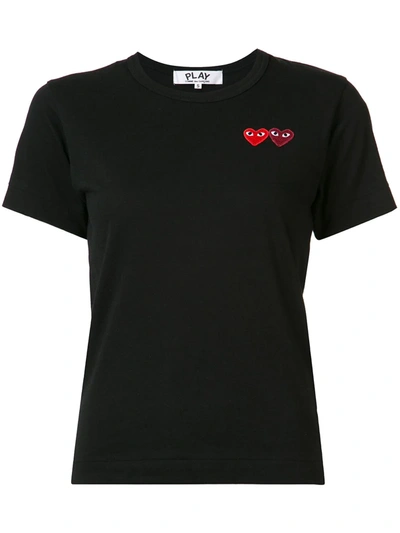 Shop Comme Des Garçons Play Embroidered Heart T-shirt In Black