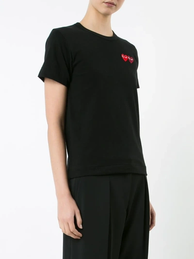 Shop Comme Des Garçons Play Embroidered Heart T-shirt In Black