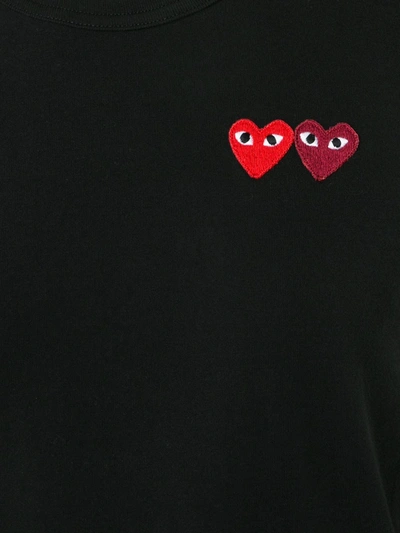 Shop Comme Des Garçons Play Embroidered Heart T-shirt In Black