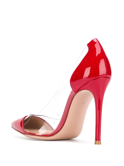 Shop Gianvito Rossi Plexi Pumps In Red