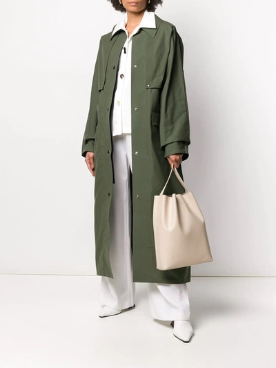 Shop Kassl Editions Oversized Trench Coat In Green