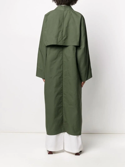 Shop Kassl Editions Oversized Trench Coat In Green
