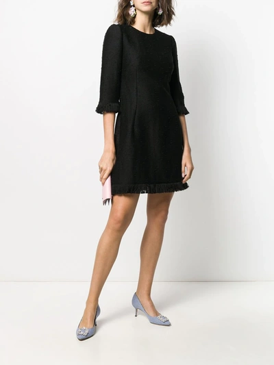 Shop Dolce & Gabbana Bouclé Mini Dress In Black