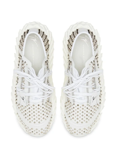 Shop Giuseppe Zanotti Studded Low-top Sneakers In White