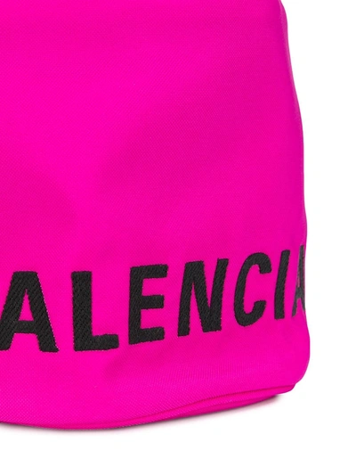 Shop Balenciaga Wheel Xs Drawstring Bucket Bag In Pink