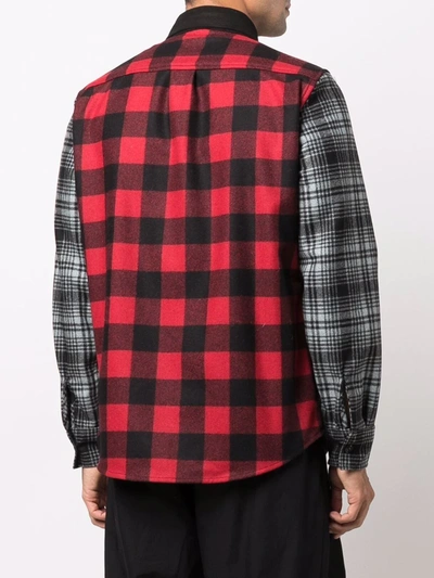 Woolrich Alaskan Melton Wool Black Grey Red Overshirt In Red