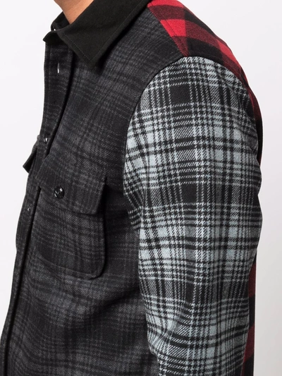 Woolrich Alaskan Melton Wool Black Grey Red Overshirt In Red