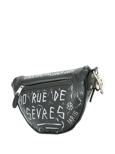 Shop Balenciaga Souvenir Graffiti Belt Bag In Black