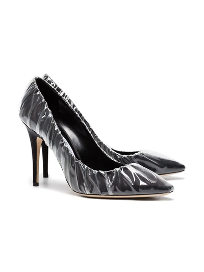 Shop Off-white C/o Jimmy Choo Black Anne 100 Pvc Wrapped Satin Pumps