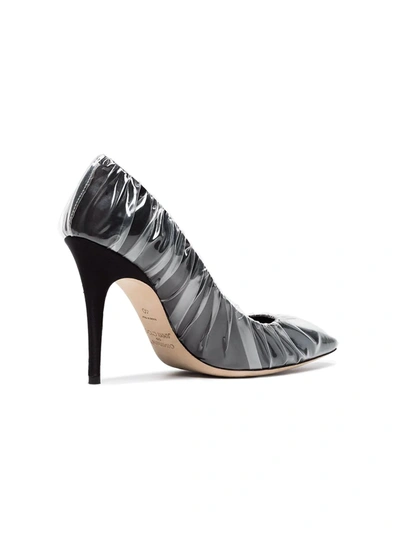 Shop Off-white C/o Jimmy Choo Black Anne 100 Pvc Wrapped Satin Pumps