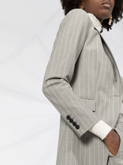 Shop Theory Wool Blend Striped Blazer In Grey