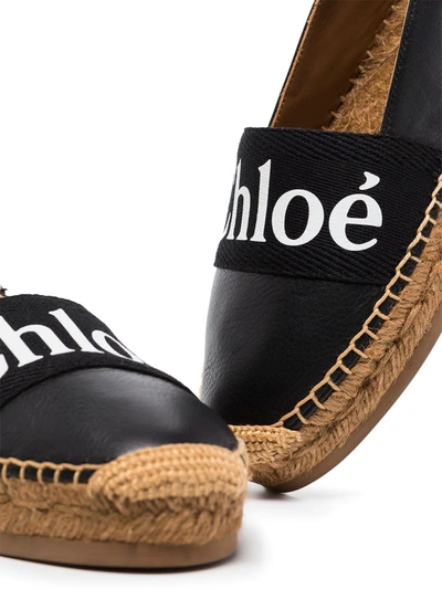 Shop Chloé Woody Logo Print Espadrilles In Black