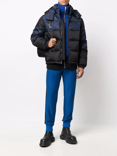 Shop Versace La Greca Track Pants In Blue