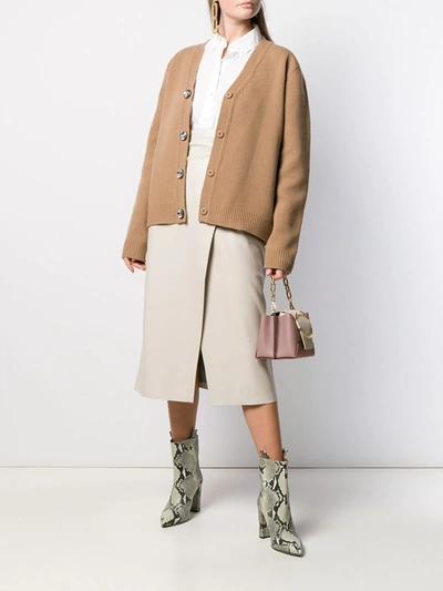 N°21 Crystal Detail Oversized Cardigan In Neutrals