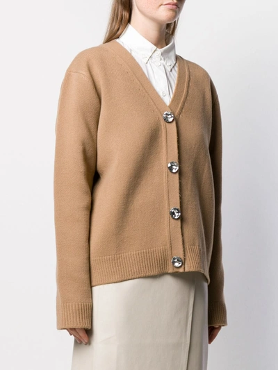 Shop N°21 Crystal Detail Oversized Cardigan In Neutrals