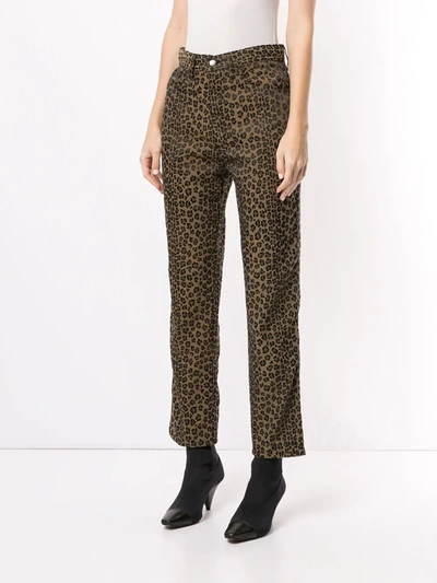 Pre-owned Fendi 1990s Leopard Printed Straight Trousers In Brown