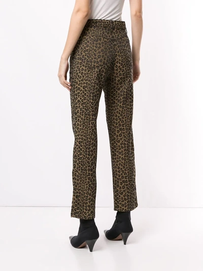 Pre-owned Fendi 1990s Leopard Printed Straight Trousers In Brown